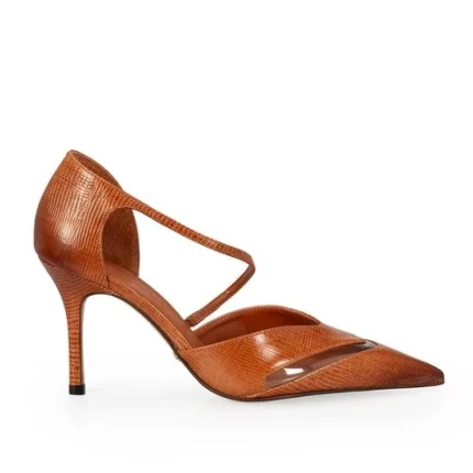 Stiletto Mini Croco Vinil Translucido Taco Alto